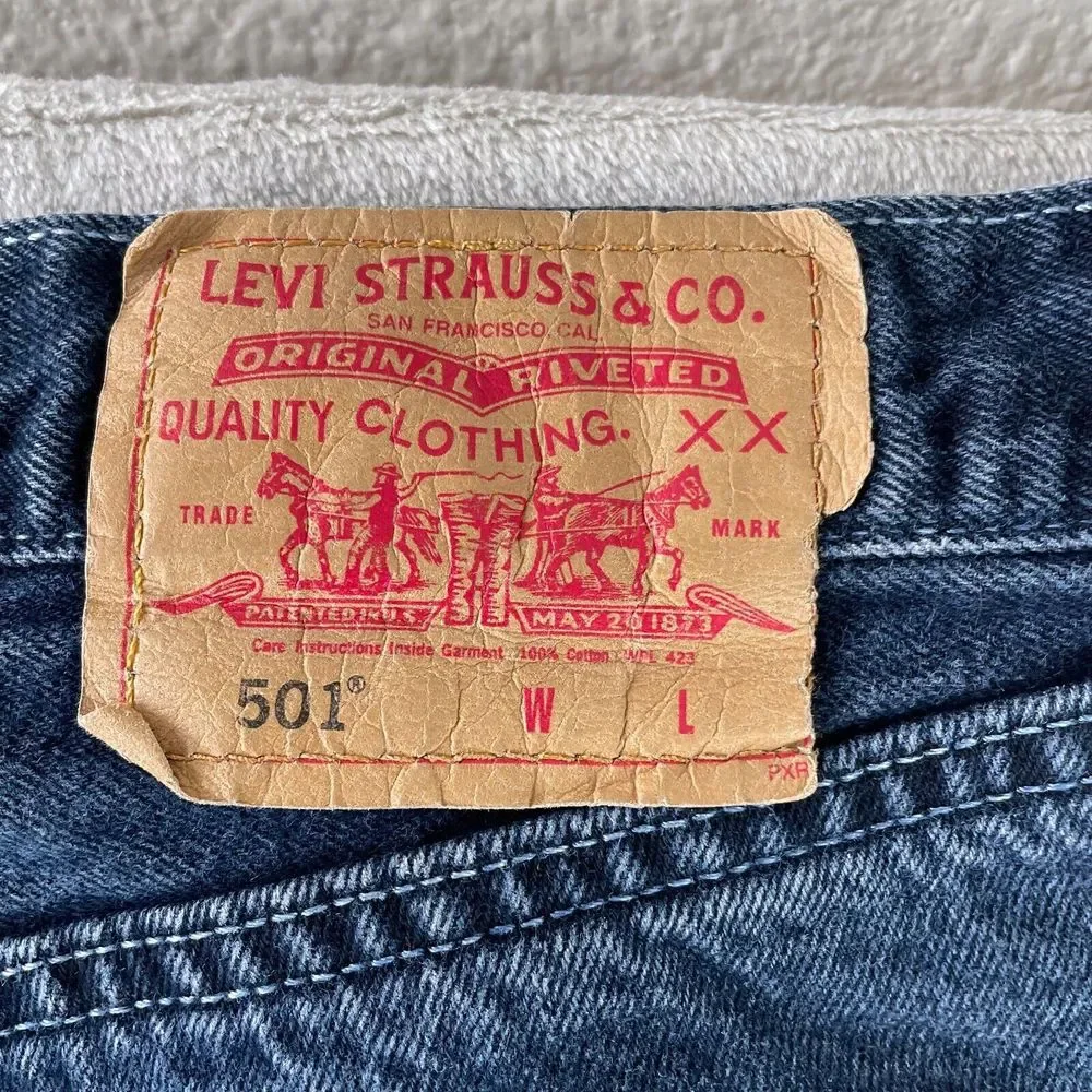 Vintage Levi's 501xx Jeans 34X31 Blue Button Fly Denim Straight 90s Bat Wing Tag